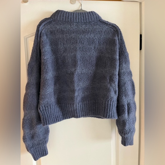 Everlane The Puff Sweater Blue Alpaca Merino Wool Pima Cotton Blend M - Picture 2 of 7